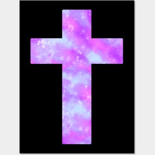 Pastel Nebula Cross Posters and Art